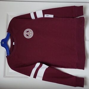 Peace Sign & Striped Sleeves Red Lightweight Sweatshirt Size Small! NWT